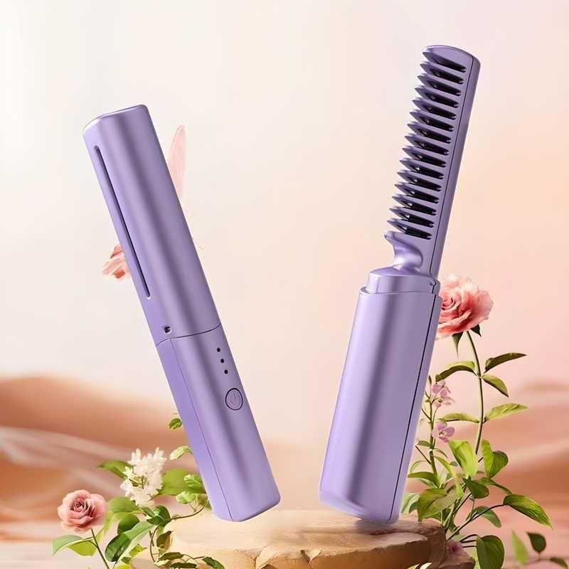 Meneflix Cordless Mini Hair Straightener & Hot Comb
